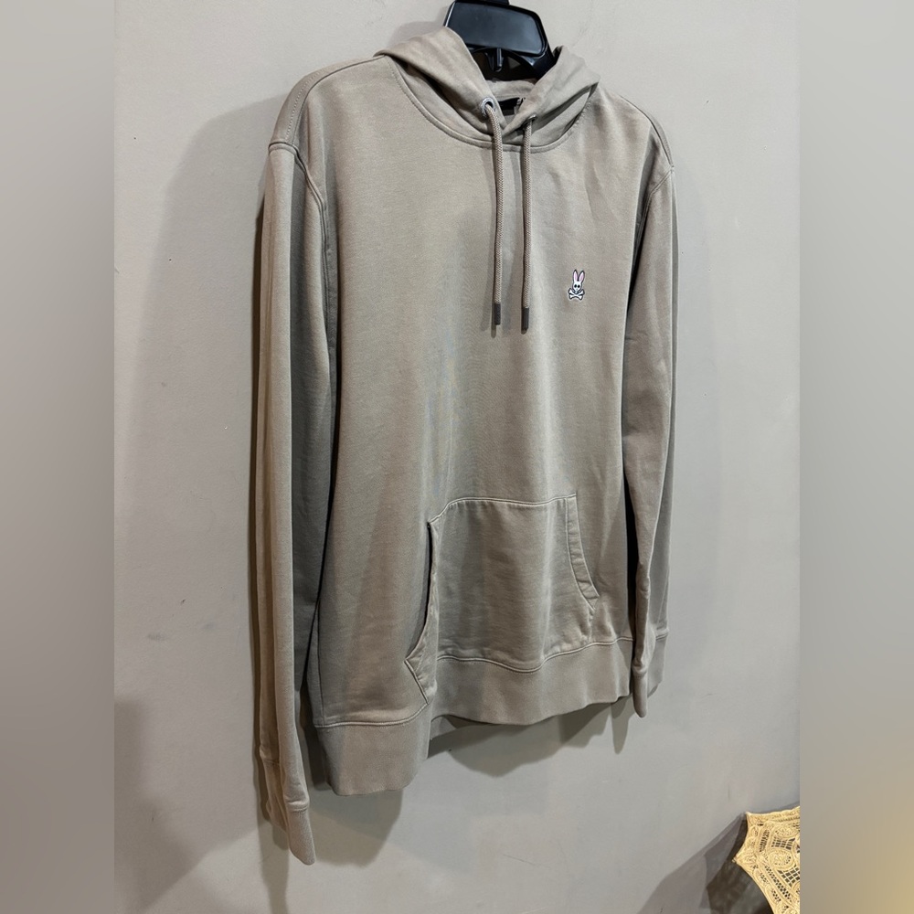 Psycho Bunny Hoodie Mens XL Beige Pullover 4000 Stitches Infinite Character - Picture 3 of 8